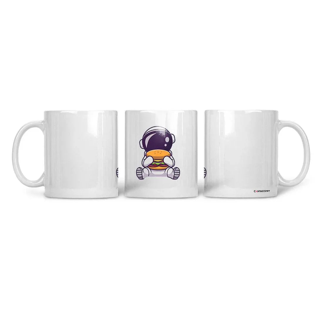 Ceramic Mug Astronaut Eating Burger - CANVAEGYPT