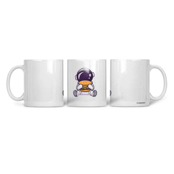 Ceramic Mug Astronaut Eating Burger - CANVAEGYPT