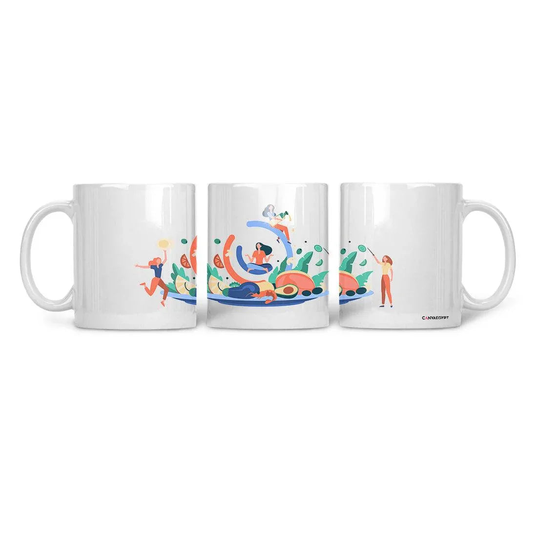 Ceramic Mug happy healthy women life - CANVAEGYPT