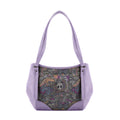 Lavender Leather Tote Bag Animals Tribal