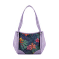 Lavender Leather Tote Bag Dark Floral