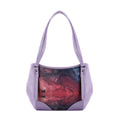 Lavender Leather Tote Bag Deer Moon