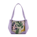 Lavender Leather Tote Bag Leafs