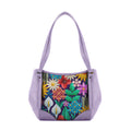 Lavender Leather Tote Bag Standing Flowers