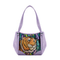 Lavender Leather Tote Bag Tiger In The Jungle