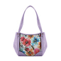 Lavender Leather Tote Bag White Floral