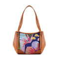 Leather Tote Bag Abstract Tropical