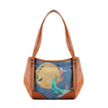 Leather Tote Bag Floral Sun and Moon