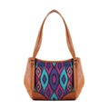 Leather Tote Bag Ikat pattern