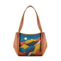 Leather Tote Bag Mountain fields