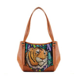 Leather Tote Bag Tiger in the jungle - CANVAEGYPT