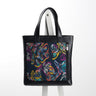 Leather Tote bag Blue Floral
