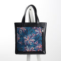 Leather Tote bag Blue Garden