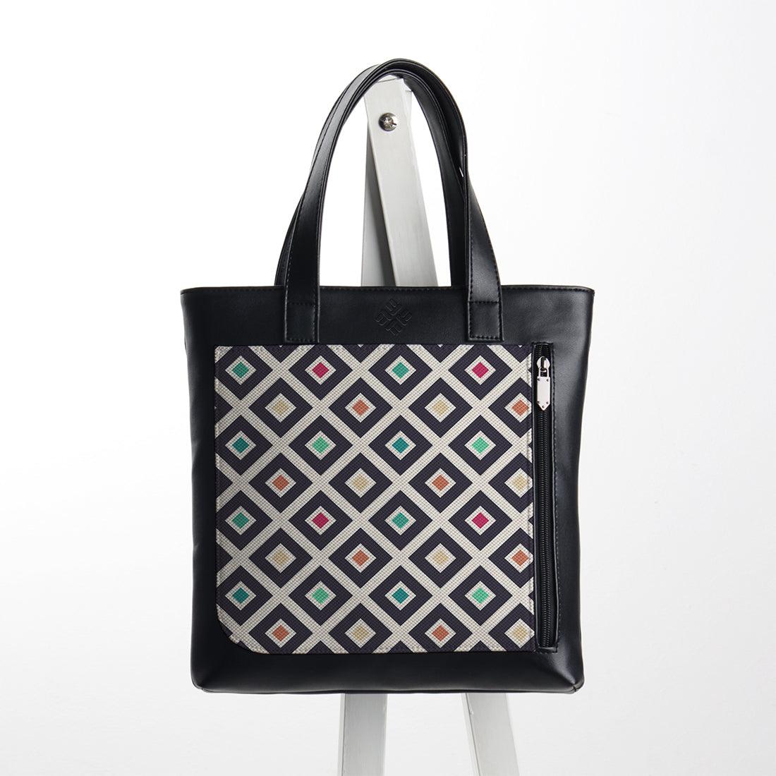Leather Tote bag Coffee Blocks - CANVAEGYPT