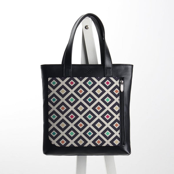 Leather Tote bag Coffee Blocks - CANVAEGYPT