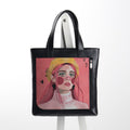 Leather Tote bag Lemon beret girl