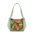Mint Green Leather Tote Bag African