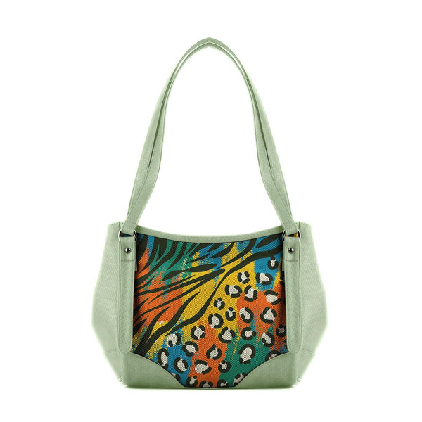 Mint Green Leather Tote Bag African Colors - CANVAEGYPT