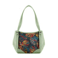 Mint Green Leather Tote Bag Big Leafs