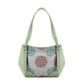 Mint Green Leather Tote Bag Dots