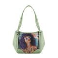 Mint Green Leather Tote Bag Flamingo Queen