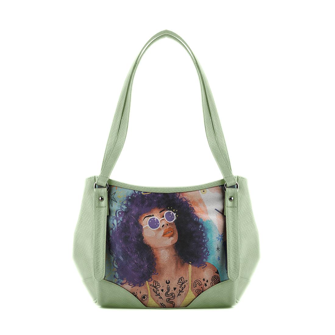 Mint Green Leather Tote Bag Flamingo Queen - CANVAEGYPT