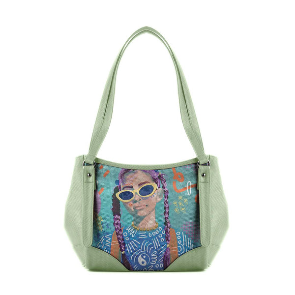 Mint Green Leather Tote Bag Lilac Locks - CANVAEGYPT