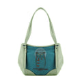 Mint Green Leather Tote Bag Owl
