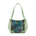 Mint Green Leather Tote Bag Palm Art