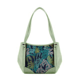 Mint Green Leather Tote Bag Palm Art - CANVAEGYPT