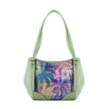 Mint Green Leather Tote Bag Palm Tree