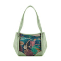 Mint Green Leather Tote Bag Sea Life