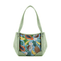 Mint Green Leather Tote Bag Tropical