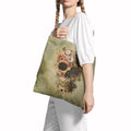 Tote Bag Skull Flower