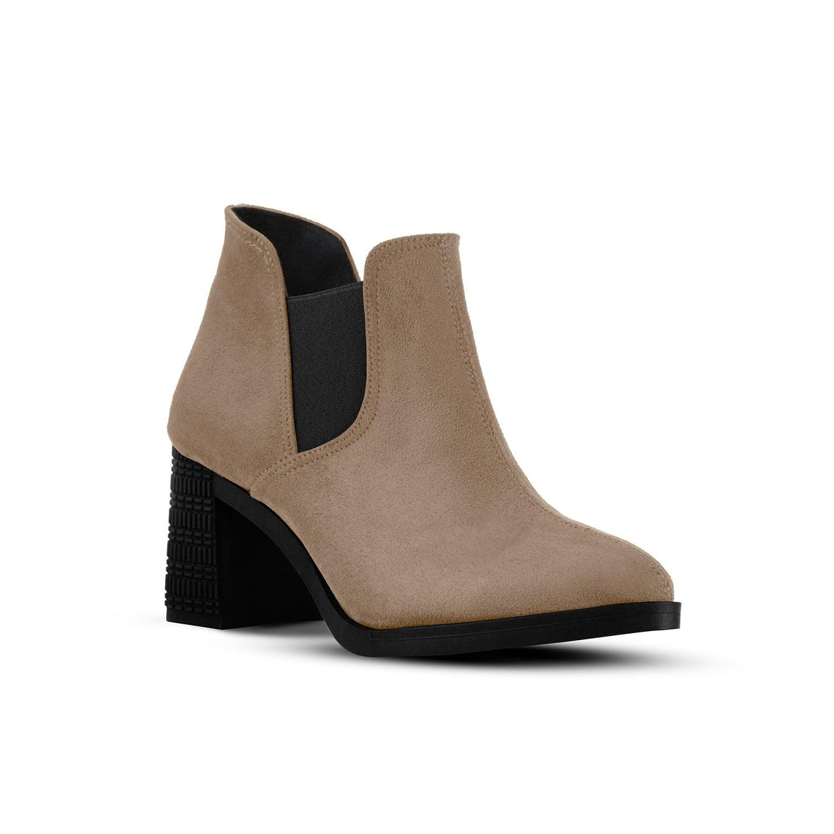 Tan Slit Heeled Bootie - CANVAEGYPT - tryon