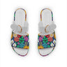 White Buckle Slide Slipper Standing Flowers