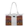 White Double Handle Large Bag African Pattern