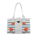 White Double Handle Large Bag Blue Floral