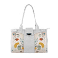 White Double Handle Large Bag Faces