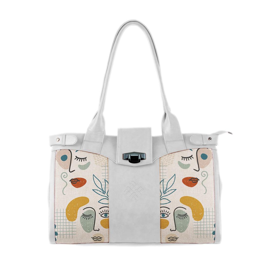 White Double Handle Large Bag Faces - CANVAEGYPT