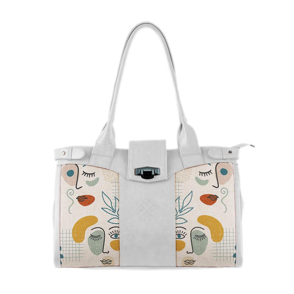 White Double Handle Large Bag Faces - CANVAEGYPT