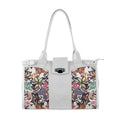 White Double Handle Large Bag Floral Skins