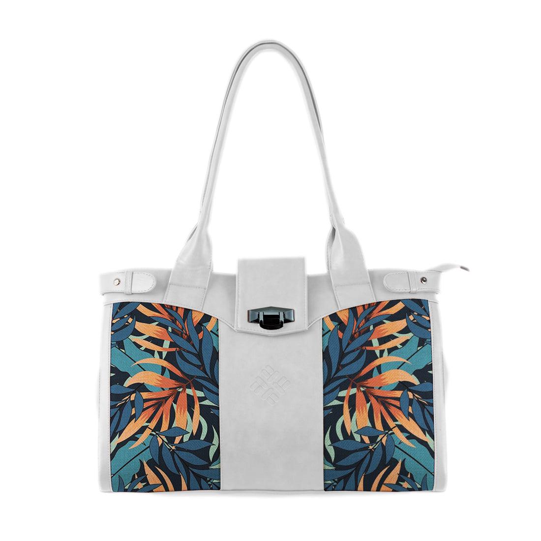 White Double Handle Large Bag Leaves - CANVAEGYPT
