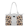 White Double Handle Large Bag Orange Cheetah