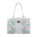 White Double Handle Large Bag Prickly Pear
