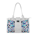 White Double Handle Large Bag Purples