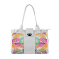 White Double Handle Large Bag Summer Leaves