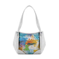 White Leather Tote Bag Abstract