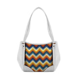 White Leather Tote Bag African Pixels - CANVAEGYPT