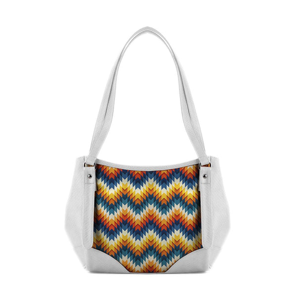 White Leather Tote Bag African Pixels - CANVAEGYPT